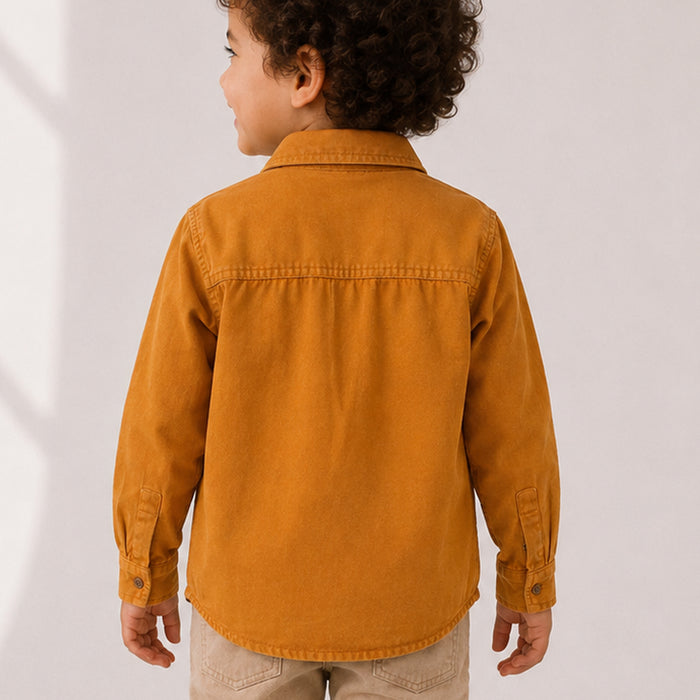 Toddler Boys Shirt in Mustard with Full Sleeves, Regular Fit & Soft Comfort Breathable Fabric