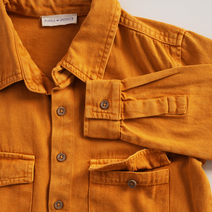 Toddler Boys Shirt in Mustard with Full Sleeves, Regular Fit & Soft Comfort Breathable Fabric