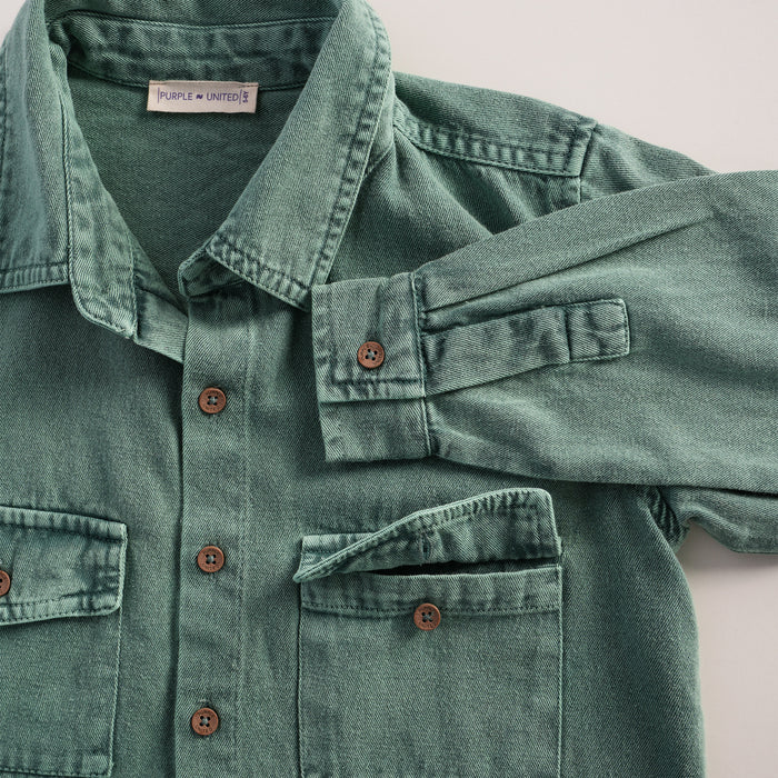 Toddler Boys Shirt in Sage Green with Full Sleeves, Regular Fit & Soft Comfort Breathable Fabric