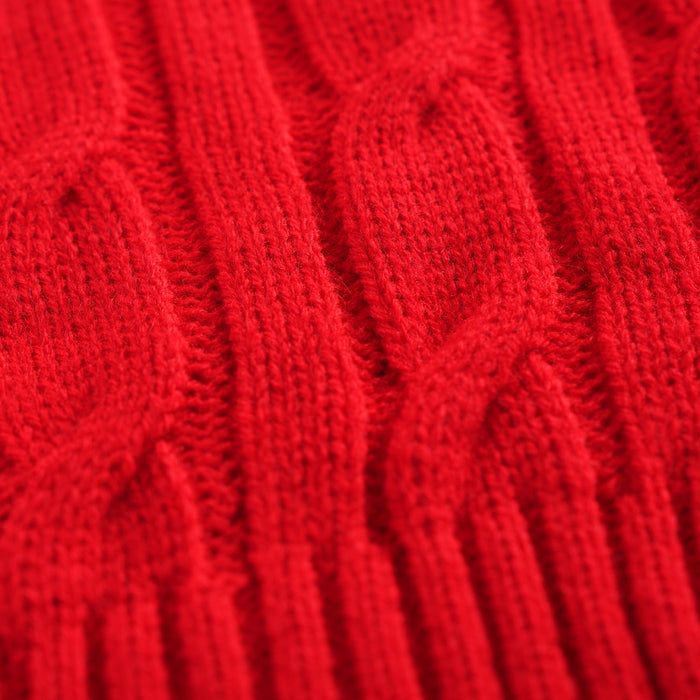 Toddler Boys Sweater in Red with Knit Texture, Warm Fabric, Crew Neck & Ribbed Finish