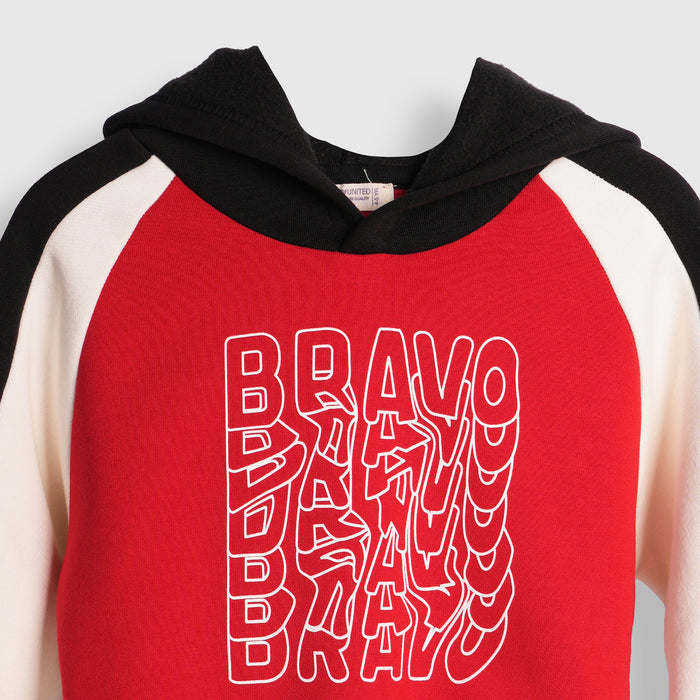 Toddler Boys Sweatshirt in Red with Soft Warm Fabric, Hood Style & Comfortable Fit