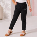 Toddler Girls Lower in Black with Sleek Straight Fit, Soft Stretch Fabric & Rhinestone Detail