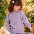 Toddler Girls Sweater in Lavender with Soft Knit Texture, Crew Neck & Ribbed Details