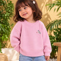 Toddler Girls Sweater in Pink with Soft Knit Texture, Crew Neck & Ribbed Details