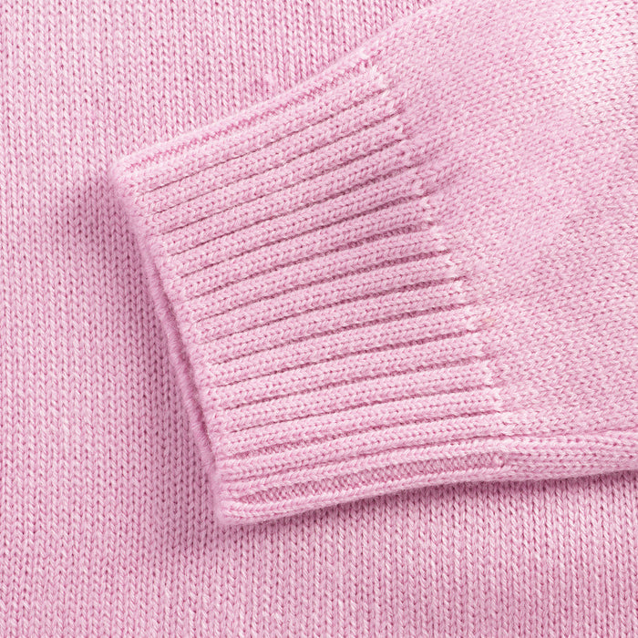 Toddler Girls Sweater in Pink with Soft Knit Texture, Crew Neck & Ribbed Details