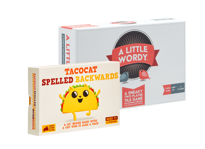 Ultimate 2-Player Bundle showing Tacocat Spelled Backwards and A Little Wordy boxes