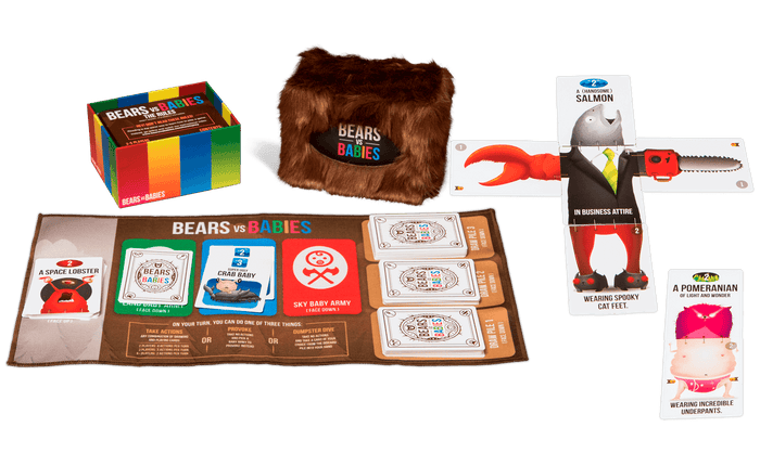 Bears vs Babies furry game box shown with its monster-building cards