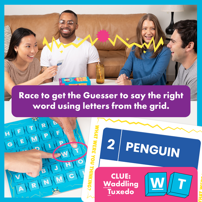 What Were You Thinking gameplay: get the guesser to say the word using grid letters