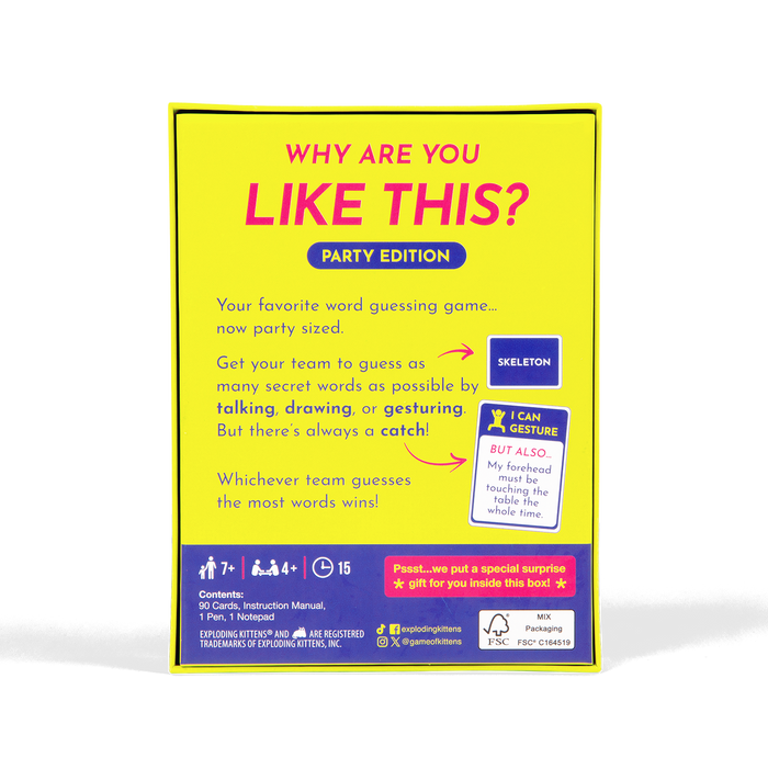 Why Are You Like This Party Grab & Game box back with details