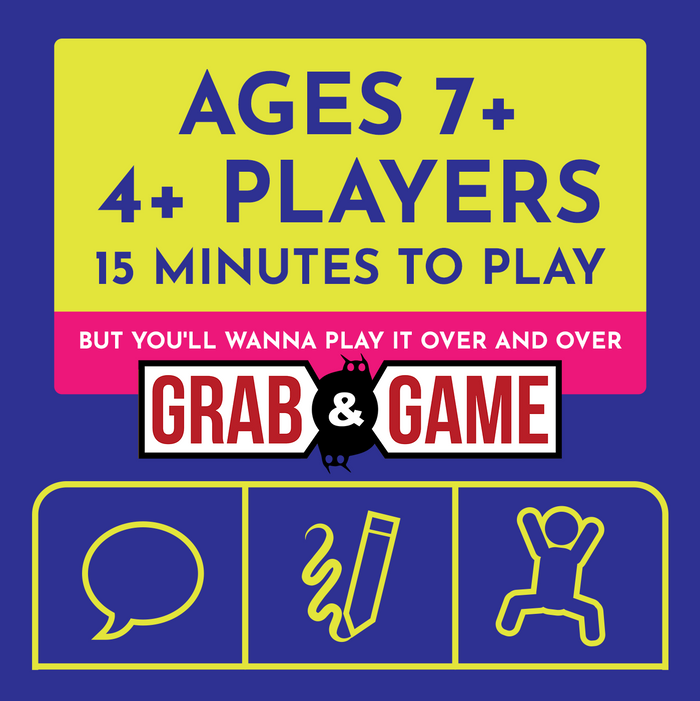 Why Are You Like This Party info graphic: ages 7+, 4+ players, 15 minutes