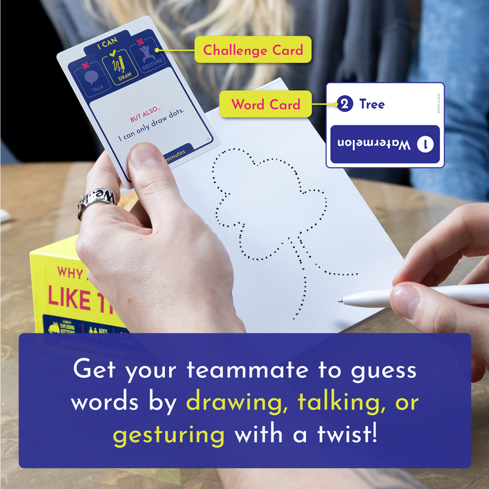 Why Are You Like This gameplay: get your teammate to guess words with a twist
