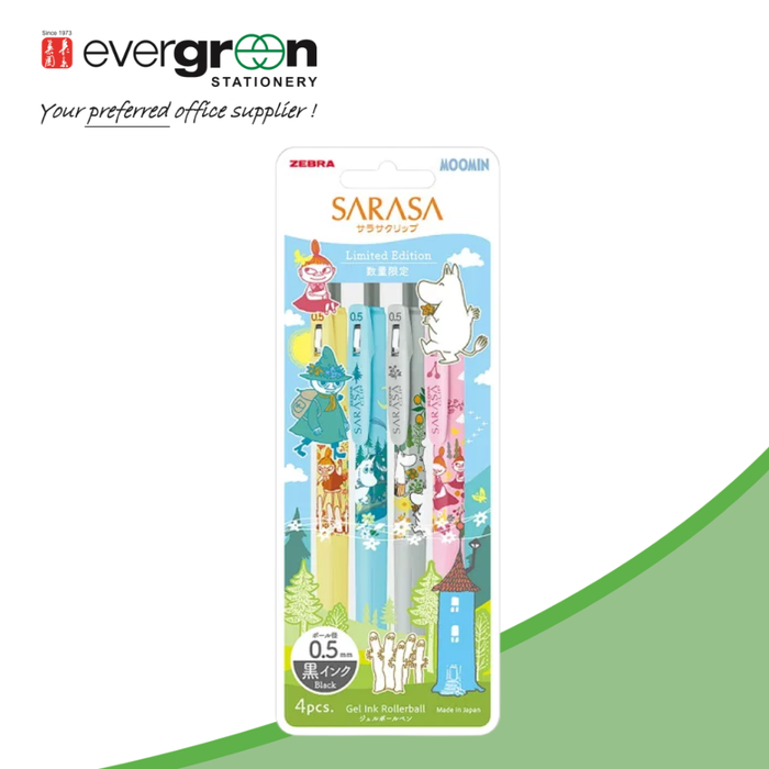 Zebra Sarasa Clip 0.5 Moomin 4 Color Set